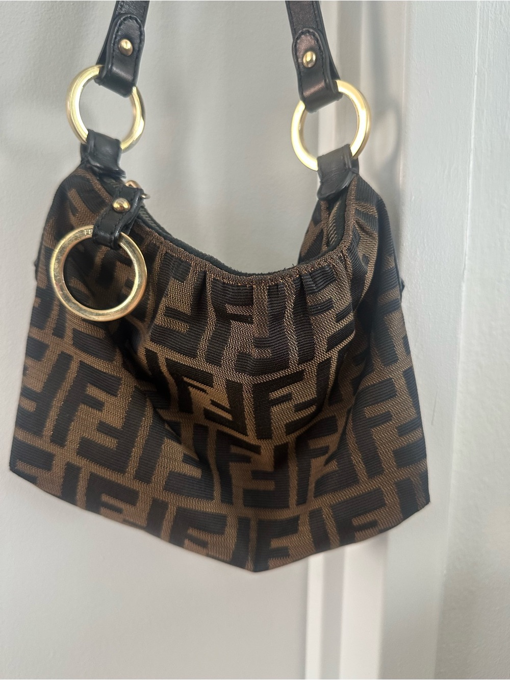 Authentic Vintage Fendi Zucca FF Monogram Canvas Shoulder Bag 8BR354 Brown Italy